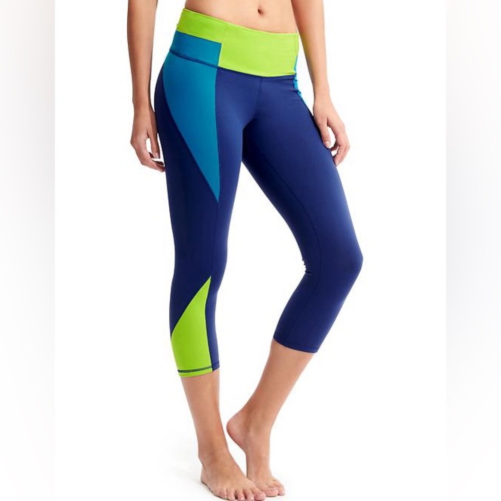Athleta High Rise Color Block Chaturanga™ Capri Ankle 3/4 Legging size S Neon